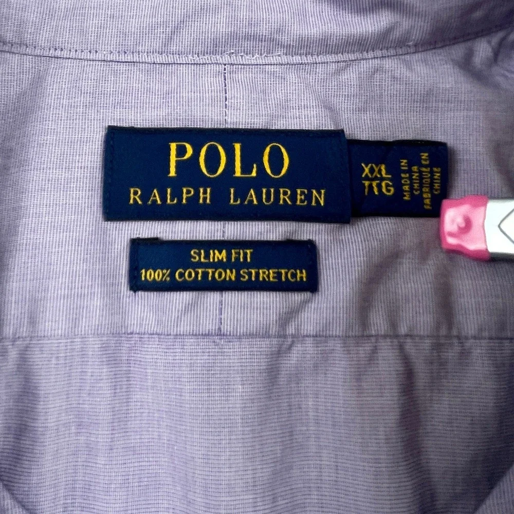 Polo Ralph‎ Lauren Mens XXL Slim Fit Cotton Stretch Button Down Shirt Purple